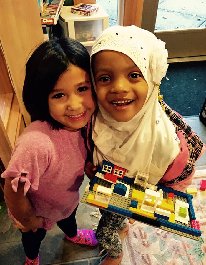 Girls Play with Legos