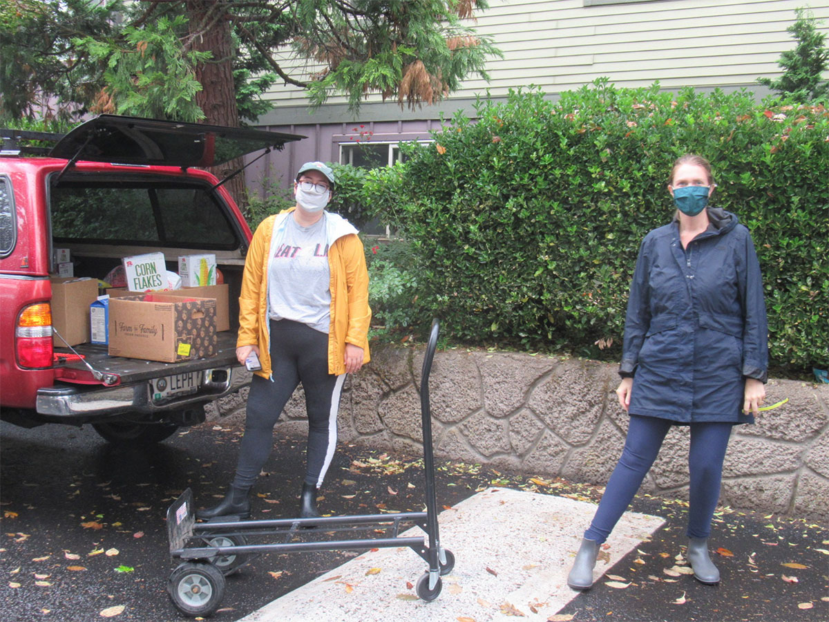 Safia and Liz Delivering Food Boxes